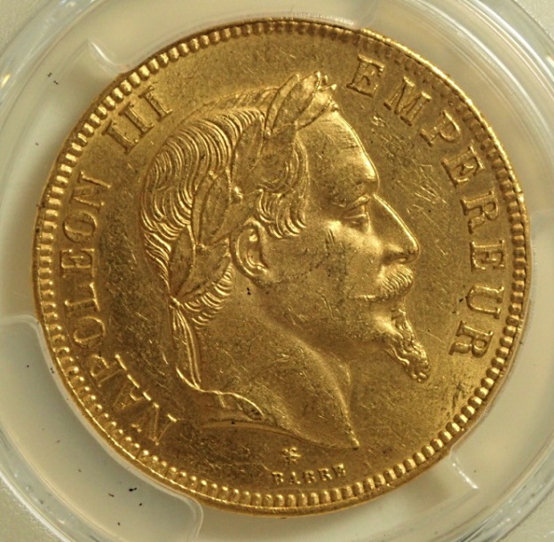 ナポレオン100フラン金貨　PCGS鑑定品 動画あり】フランス 1858年 ナポレオン3世 100フラン金貨 1858-A