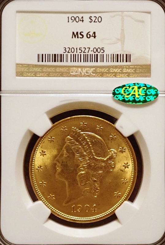 ����ꥫ1904ǯ20�ɥ롢MS64 CAC��٥�