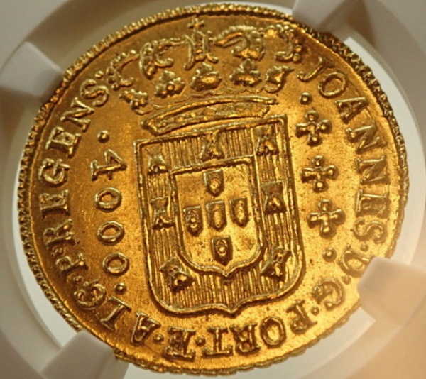 1822年 ブラジル ヨハネス6世 4000レイス 金貨 NGC MS62 希少 1822年 ブラジル ヨハネス6世 4000レイス 金貨 NGC MS62 希少