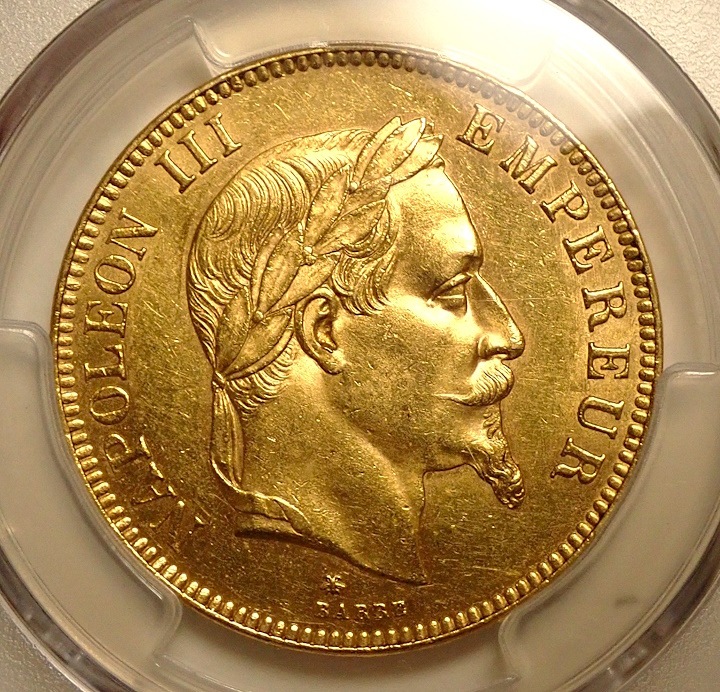 高鑑定！！1862-A ナポレオン3世(有冠) 20フラン金貨　MS64 高鑑定！！1862-A ナポレオン3世(有冠) 20フラン金貨 MS64