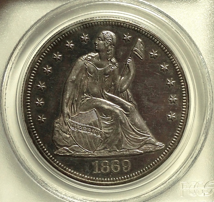アメリカ　プルーフ1ドル銀貨3枚セット アメリカ1869年1ドル銀貨、プルーフ貨Cameo＆CAC | アンティーク