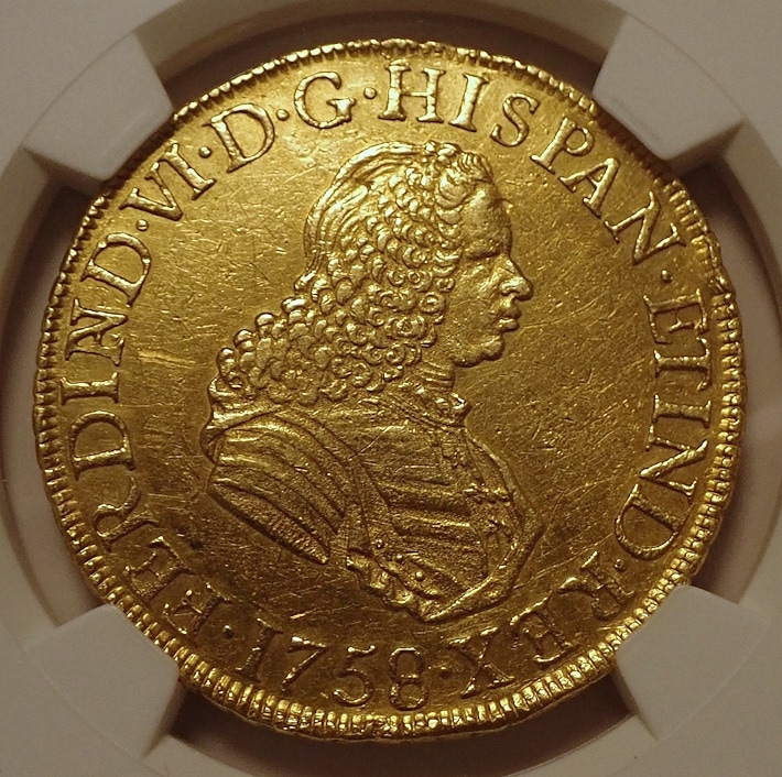 える　15600円代金 ペルー1758年フェルディナンド6世の8エスクード | アンティーク
