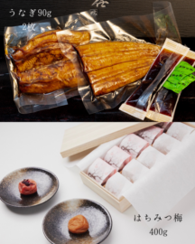 うなぎ時任　炭火蒲焼　ハーフカット 90グラム 2枚セットと愛須食品　はちみつ梅400gセット