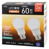 OHM �������ŵ����̣ţ��ŵ��60������/�ŵ忧/840 lm/6.4W/E26/Ra83/�������۸�280��/̩�ķ�����б�/2������ LDA6L-G AG59  2P       