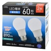 OHM �������ŵ����̣ţ��ŵ��60������/�����/890 lm/6.4W/E26/Ra83/�������۸�280��/̩�ķ�����б�/2������ LDA6D-G AG59 2P        