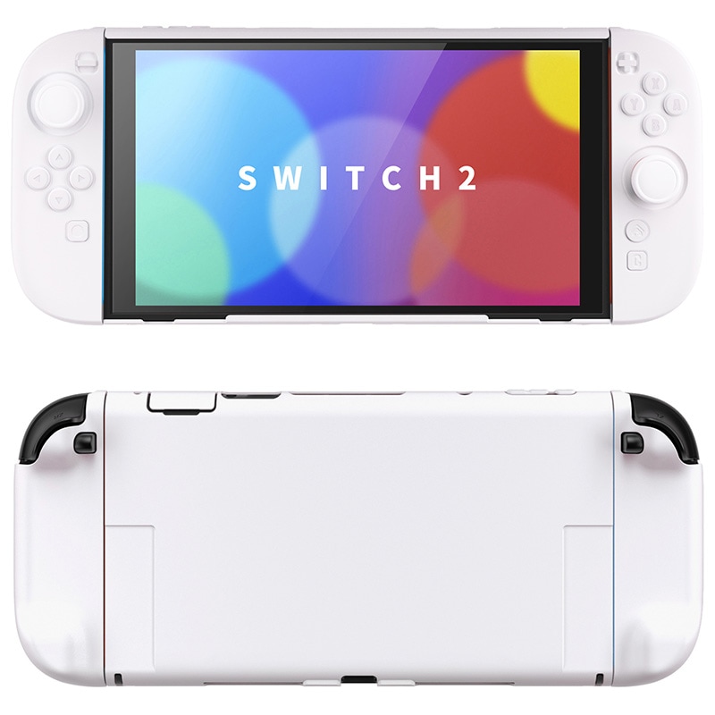 PlayVital Nintendo Switch 2（2025）対応ハードカバー 保護ケース 付けたままドックに対応 折りたたみ式スタンド＆親指グリップ付き ホワイト