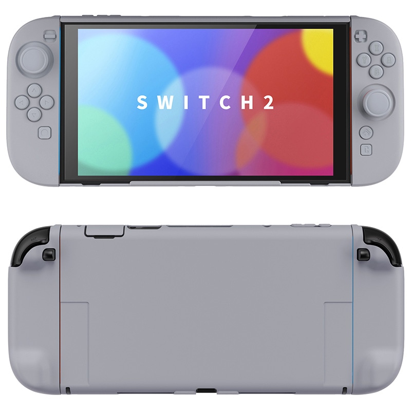 PlayVital Nintendo Switch 2（2025）対応ハードカバー 保護ケース 付けたままドックに対応 折りたたみ式スタンド＆親指グリップ付き グレー