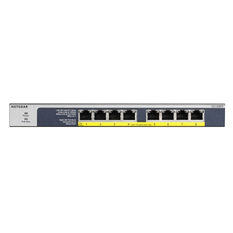 『GS108PP-100AJS』 NETGEAR スイッチングハブ 1G PoE+ 123W 8ポート