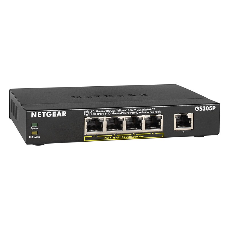 『GS305P-200JPS』 NETGEAR スイッチングハブ アンマネージ 5ポート PoE+ 63W