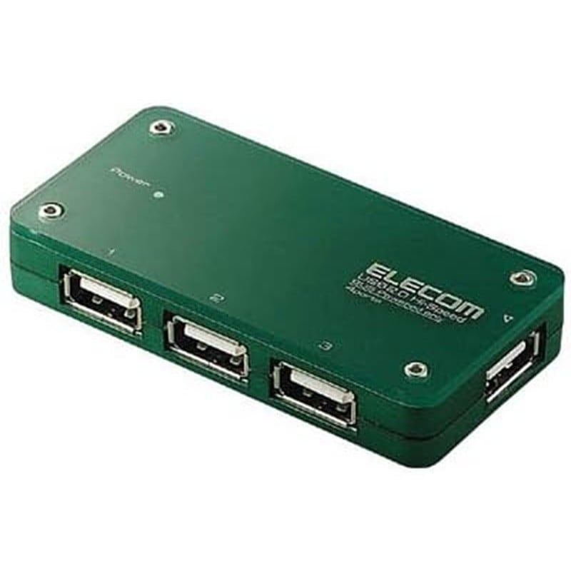 『U2H-H4BGS』ELECOM USBハブ USB2.0 グリーンメタリック バスパワー