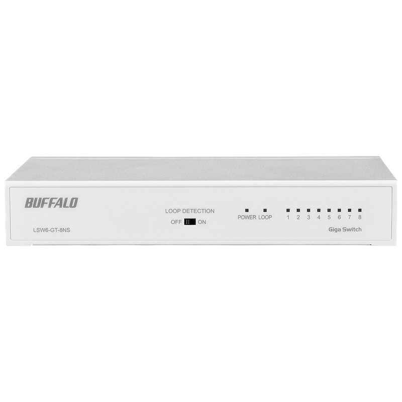 『LSW6-GT-8NS/NWH』BUFFALO スイッチングハブ Giga対応 金属筐体 電源内蔵モデル ホワイト