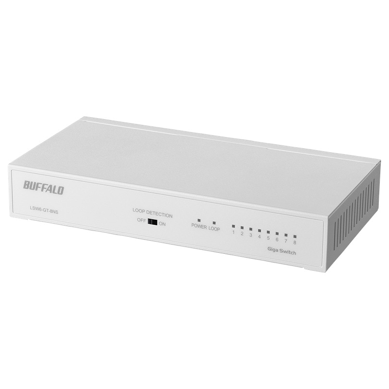 『LSW6-GT-8NS/NWH』BUFFALO スイッチングハブ Giga対応 金属筐体 電源内蔵モデル ホワイト