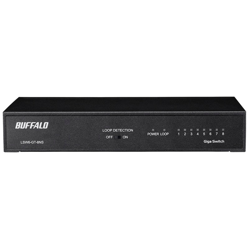 『LSW6-GT-8NS/BK』BUFFALO スイッチングハブ Giga対応 金属筐体 電源内蔵モデル ホワイト