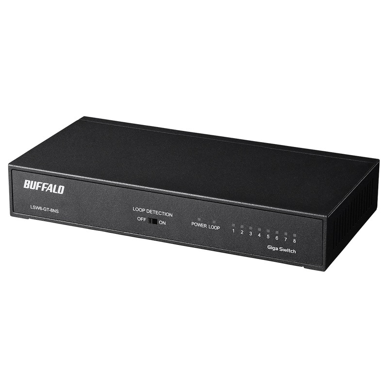 『LSW6-GT-8NS/BK』BUFFALO スイッチングハブ Giga対応 金属筐体 電源内蔵モデル ホワイト