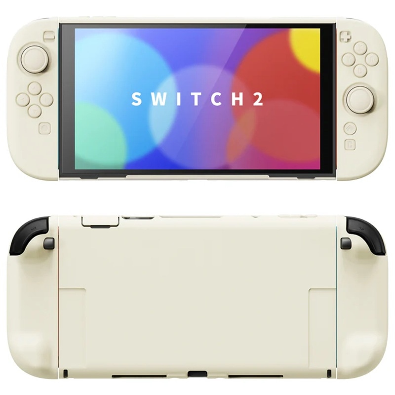 PlayVital Nintendo Switch 2（2025）対応ハードカバー 保護ケース 付けたままドックに対応 折りたたみ式スタンド＆親指グリップ付き アイボリー