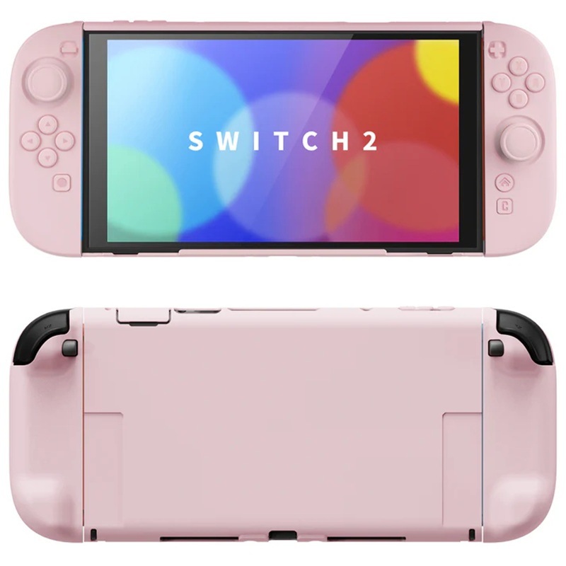 PlayVital Nintendo Switch 2（2025）対応ハードカバー 保護ケース 付けたままドックに対応 折りたたみ式スタンド＆親指グリップ付き ピンク