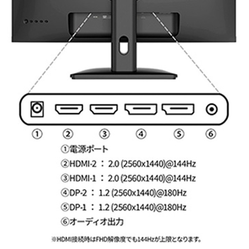 『JN-IPS238G180Q』JAPANNEXT ゲーミング液晶ディスプレイ 23.8型 WQHD 2560×1440 スピーカー有 2年保証 ブラック