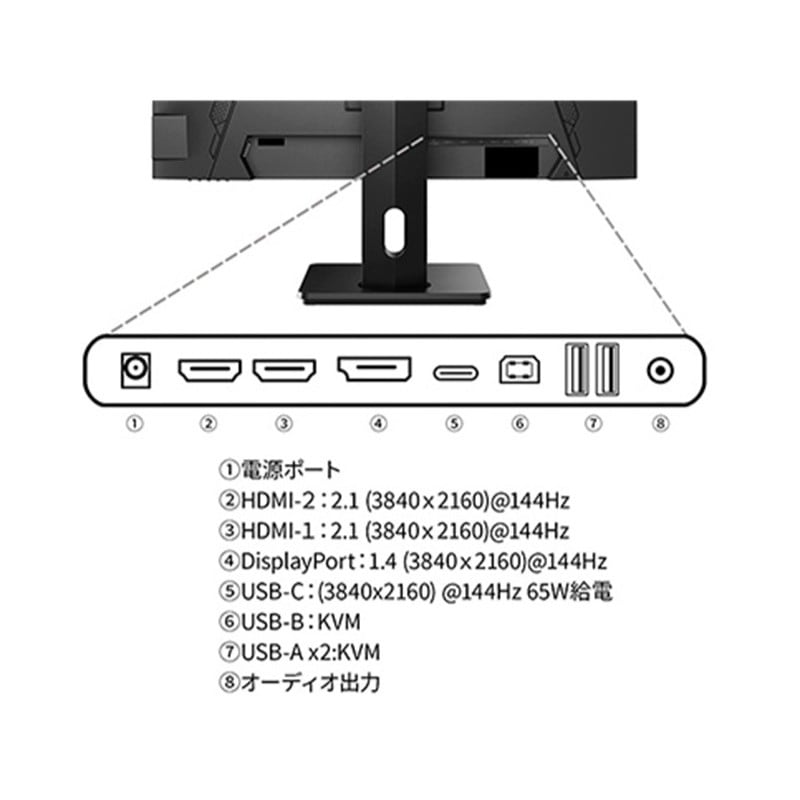 『JN-IPS28G144U-HSPC6』JAPANNEXT ゲーミング液晶ディスプレイ 28型 4K 3840×2160 スピーカー有 2年保証 ブラック