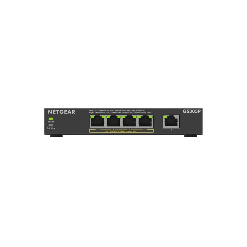 『GS305P-300JPS』NETGEAR スイッチングハブ アンマネージ ギガビット 5ポート PoE+ 63W
