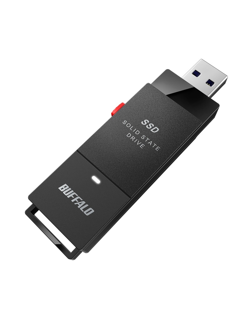 『SSD-PUT500U3BC/D』BUFFALO 外付けポータブルSSD 500GB USB3.2 Gen1 Type-A スティック型 TV録画対応 ブラック