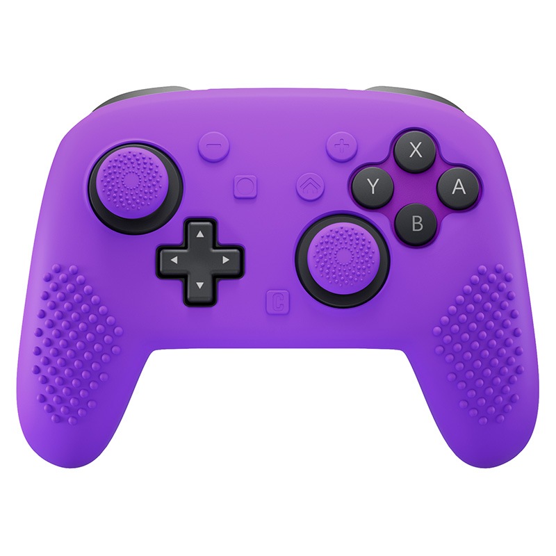 PlayVital 3D スタッズエディション シリコンカバースキン Nintendo Switch 2 Proコントローラー用 背面ボタンキャップ・サムグリップ・ステッカー付き 滑り止めグリッププロテクターケース パープル