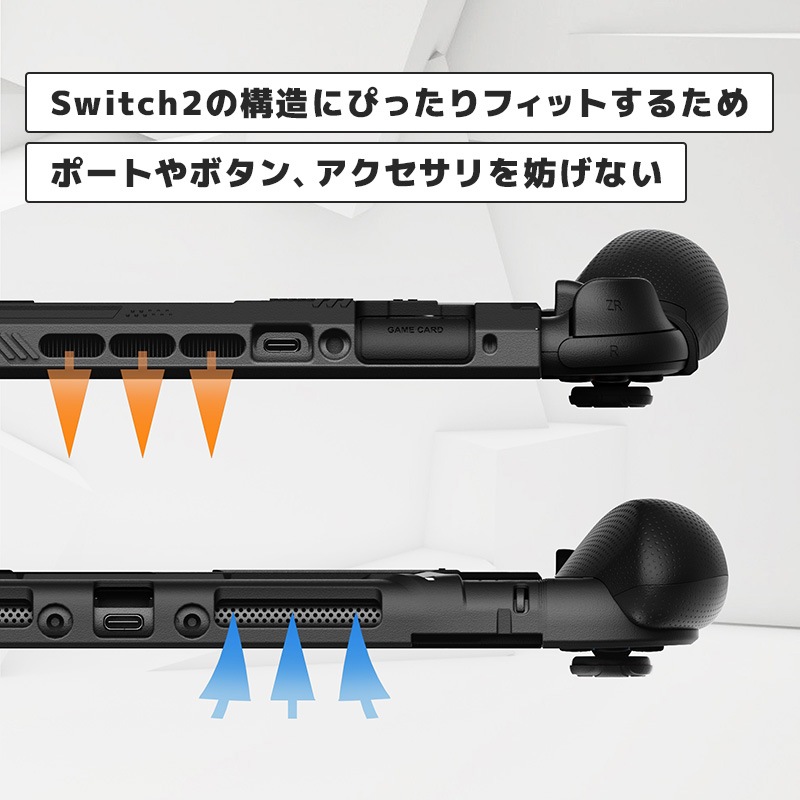 PlayVital BEYOND-GRIP Nintendo Switch 2(2025)対応 交換式グリップ付きTPU保護ケースカバー ドック対応 親指グリップキャップ付き 耐衝撃 人間工学デザイン ブラック