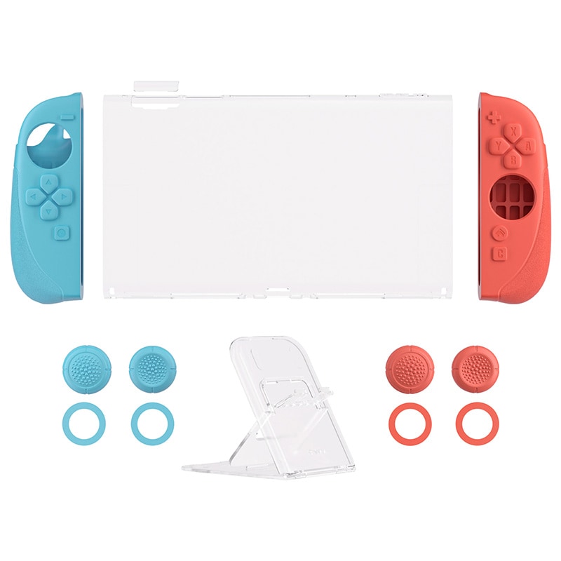 PlayVital Ranger Nintendo Switch 2（2025）対応保護カバー シリコングリップ＋PC製ハードカバーケース 折りたたみスタンド＆親指グリップキャップ付き ドック対応 クリアホワイト