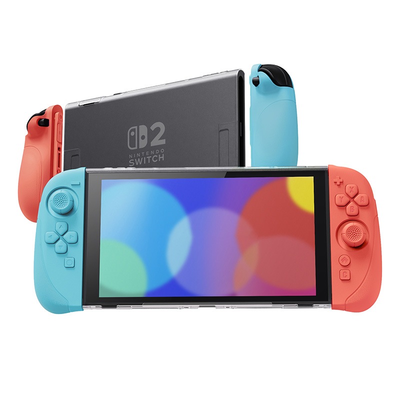 PlayVital Ranger Nintendo Switch 2（2025）対応保護カバー シリコングリップ＋PC製ハードカバーケース 折りたたみスタンド＆親指グリップキャップ付き ドック対応 クリアホワイト