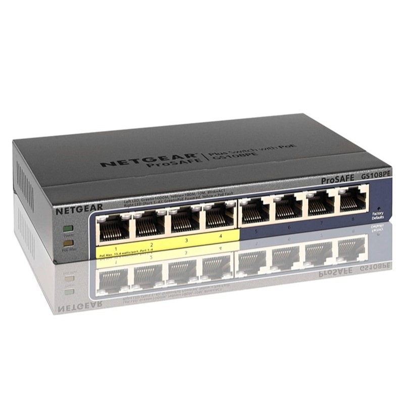 『GS108PE-300JPS』スイッチングハブ 1G PoE+ 53W 8ポート