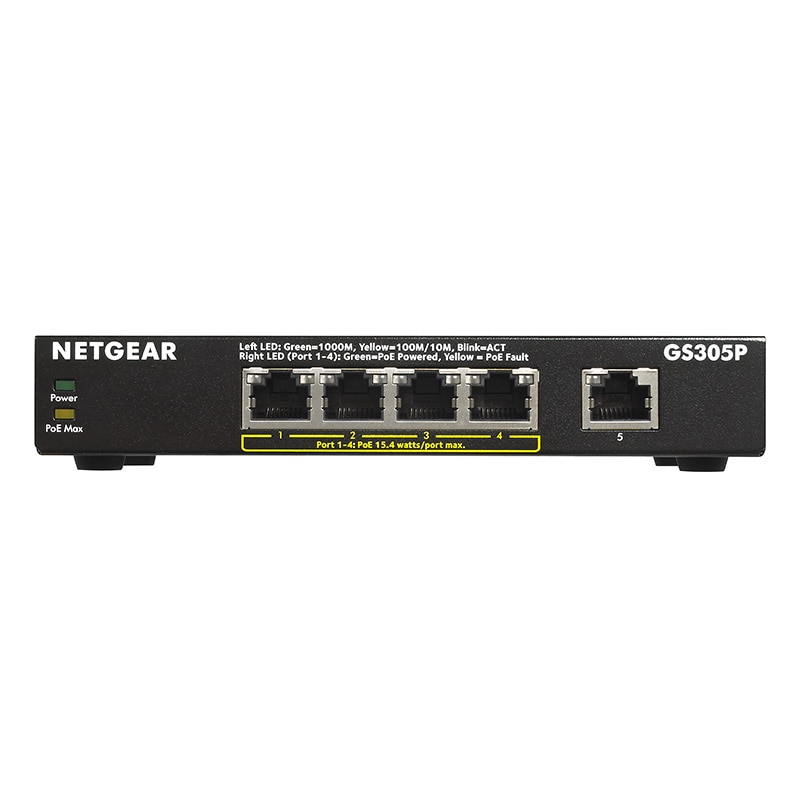 『GS305P-200JPS』 NETGEAR スイッチングハブ アンマネージ 5ポート PoE+ 63W