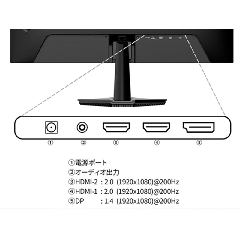 『JN-IPS238G200F2』JAPANNEXT ゲーミング液晶ディスプレイ 23.8型 フルHD 1920×1080 スピーカー有 2年保証 ブラック