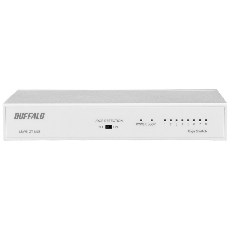 『LSW6-GT-8NS/NWH』BUFFALO スイッチングハブ Giga対応 金属筐体 電源内蔵モデル ホワイト