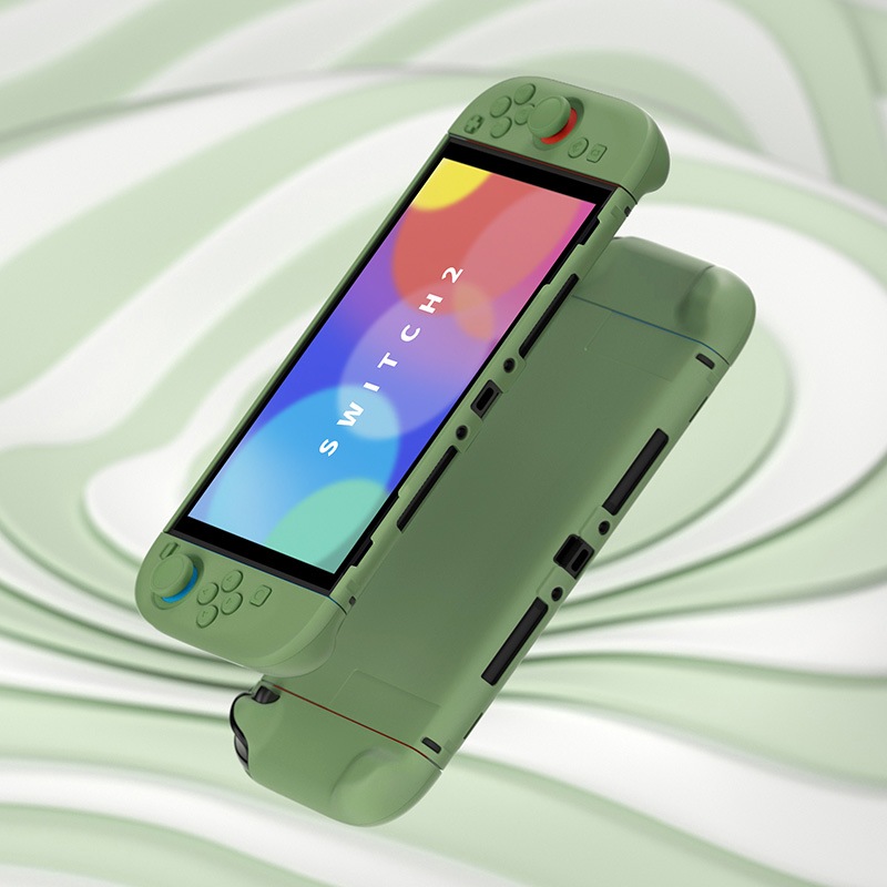 PlayVital Nintendo Switch 2（2025）対応ハードカバー 保護ケース 付けたままドックに対応 折りたたみ式スタンド＆親指グリップ付き 抹茶グリーン