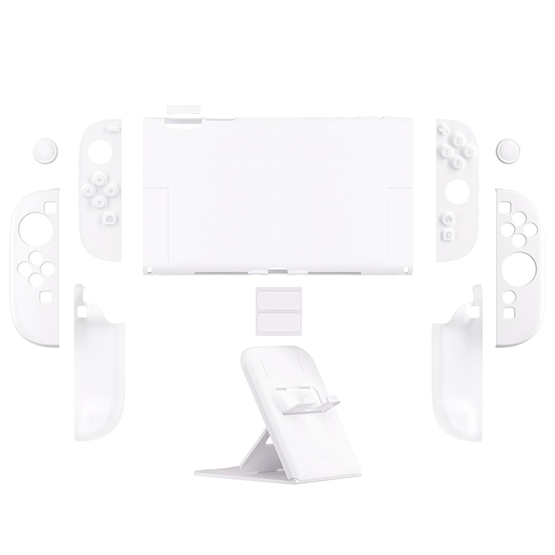 PlayVital Nintendo Switch 2(2025)対応ハードカバー 保護ケース 付けたままドックに対応 折りたたみ式スタンド&親指グリップ付き ホワイト