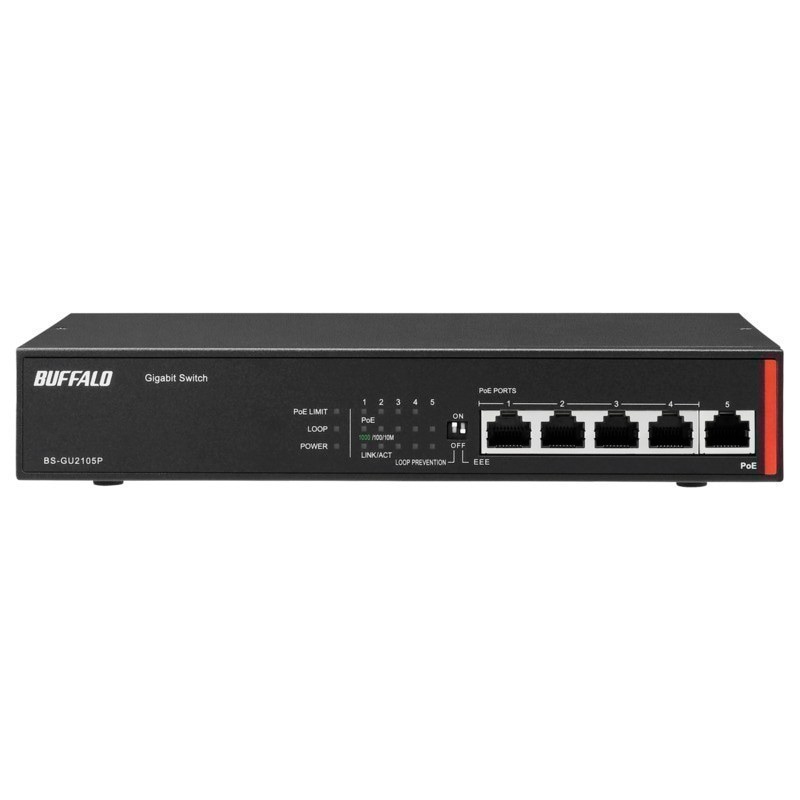 『BS-GU2105P』BUFFALO Giga対応 Layer2 アンマネージスイッチ 5ポート PoE 50W