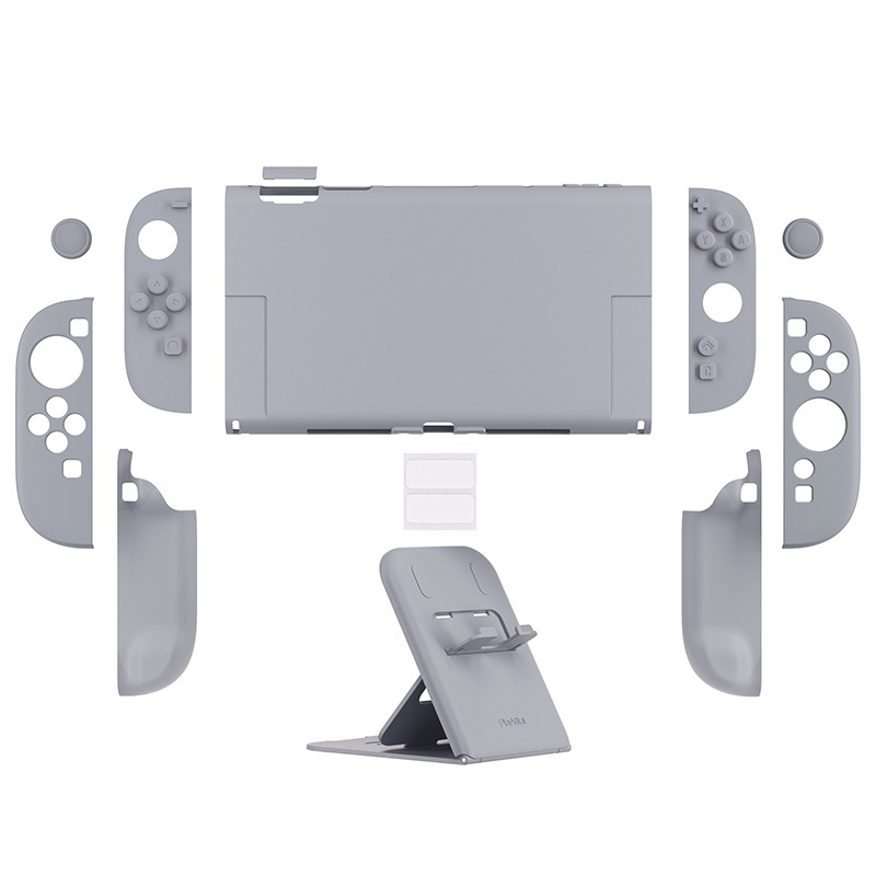 PlayVital Nintendo Switch 2（2025）対応ハードカバー 保護ケース 付けたままドックに対応 折りたたみ式スタンド＆親指グリップ付き グレー