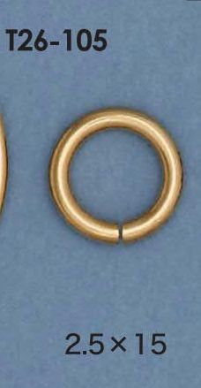 ブルズアイ　真鍮　ガンメタルメッキ T26-105 丸カン 2.5X15 入数：10個 素材：真鍮 メッキ：なし｜徳原工芸