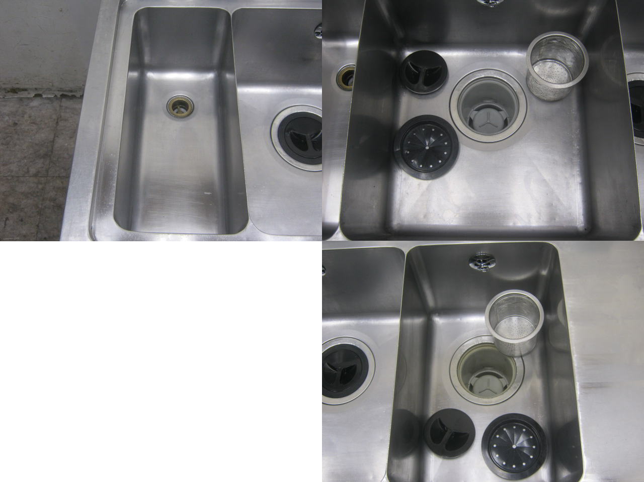 ステンレス ダスト槽付2槽ソイルドテーブル 1200×700×830 食洗機用