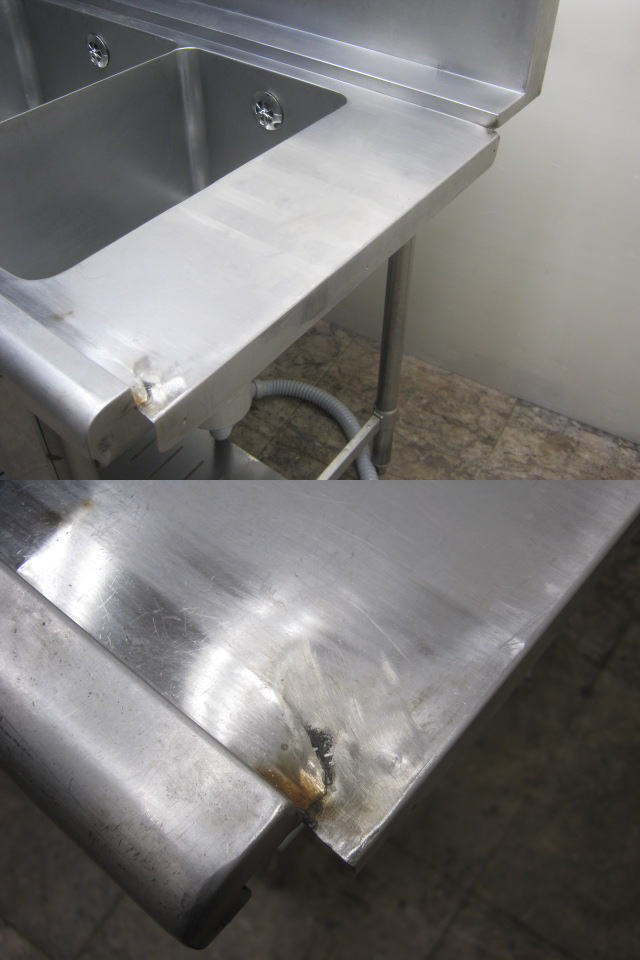 ステンレス ダスト槽付2槽ソイルドテーブル 1200×700×830 食洗機用