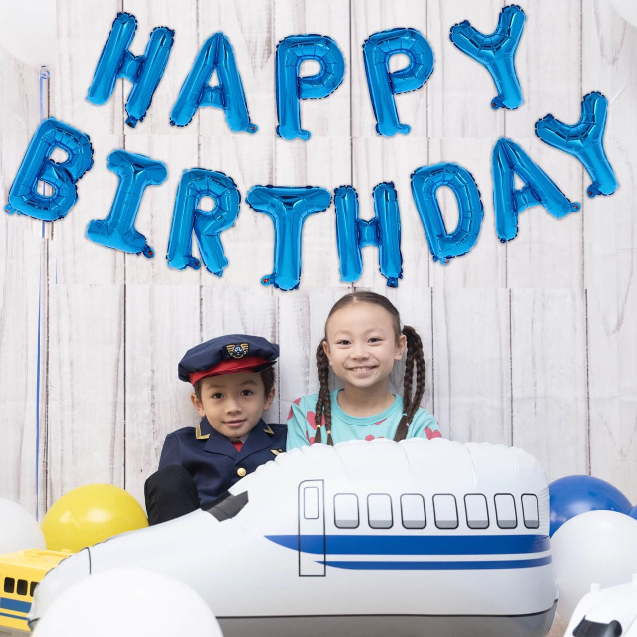 【メール便送料無料】 超特急 ＋ HAPPY BIRTHDAY 文字バルーン セット 自立型 アルミ素材 列車 バルーン 新幹線 特急 エクスプレス