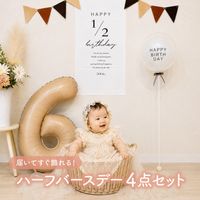 ハーフバースデー お祝い 4点 セット 6ヶ月 バースデー 誕生日 1/2 Half Birthday 赤ちゃん カメラ 写真 映え 記念 撮影 おうち フォト スタジオ