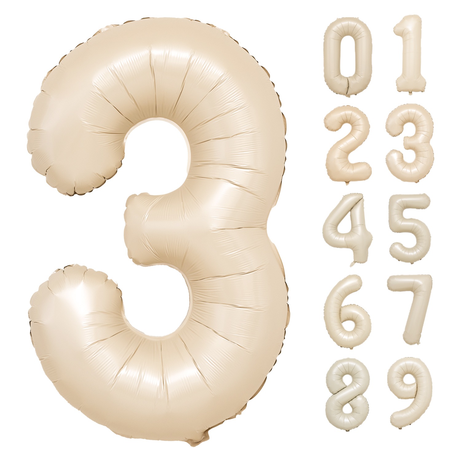 数字バルーン マットカラー アイボリー ピンク 大きい 誕生日バルーン 飾り付け 風船 約100cm バースデーバルーン
