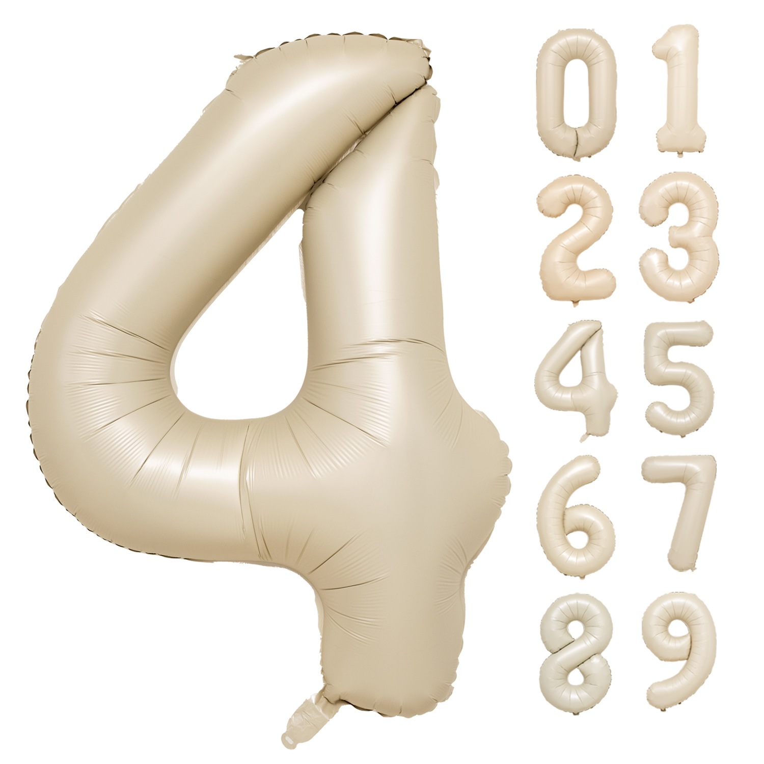 数字バルーン マットカラー アイボリー ピンク 大きい 誕生日バルーン 飾り付け 風船 約100cm バースデーバルーン