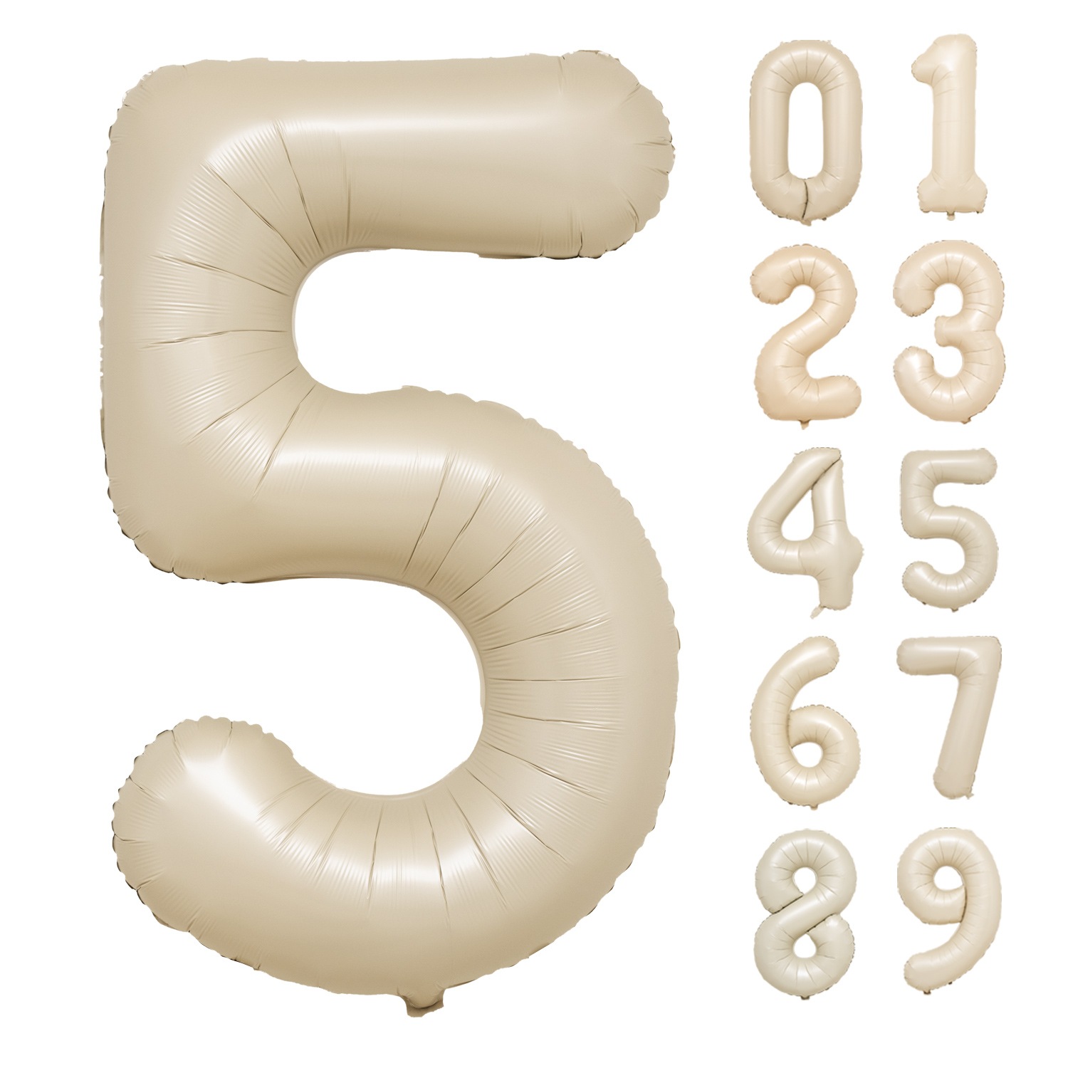 数字バルーン マットカラー アイボリー ピンク 大きい 誕生日バルーン 飾り付け 風船 約100cm バースデーバルーン