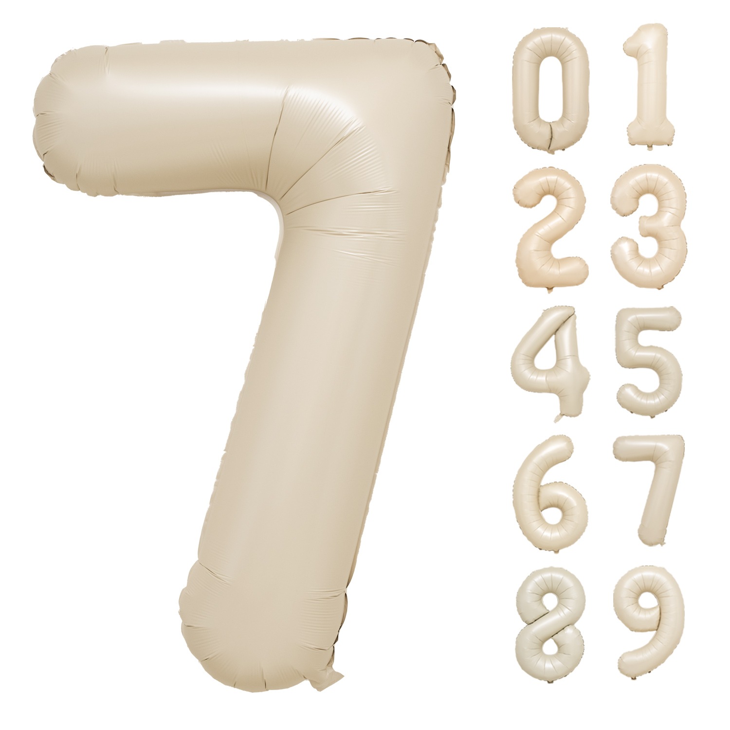 数字バルーン マットカラー アイボリー ピンク 大きい 誕生日バルーン 飾り付け 風船 約100cm バースデーバルーン
