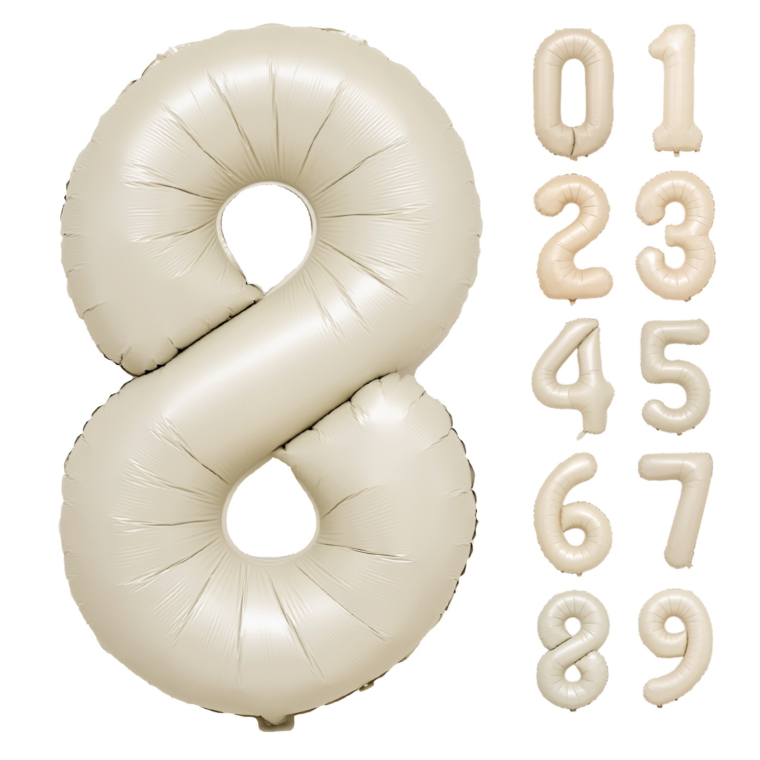 数字バルーン マットカラー アイボリー ピンク 大きい 誕生日バルーン 飾り付け 風船 約100cm バースデーバルーン