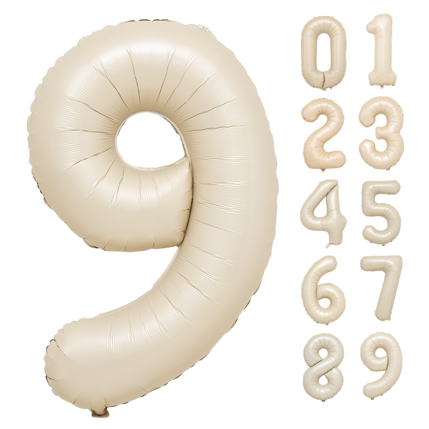 数字バルーン マットカラー アイボリー ピンク 大きい 誕生日バルーン 飾り付け 風船 約100cm バースデーバルーン
