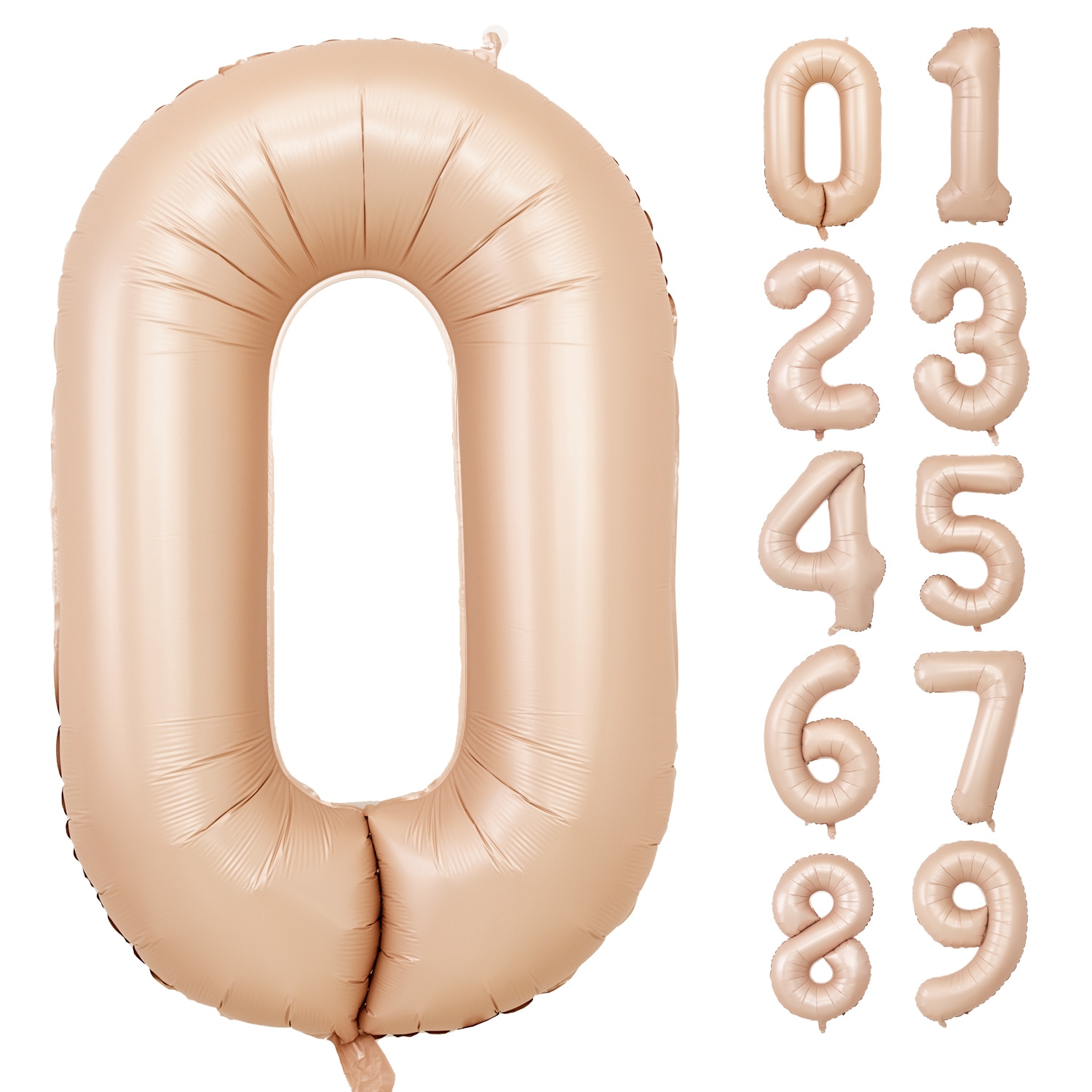 数字バルーン マットカラー アイボリー ピンク 大きい 誕生日バルーン 飾り付け 風船 約100cm バースデーバルーン