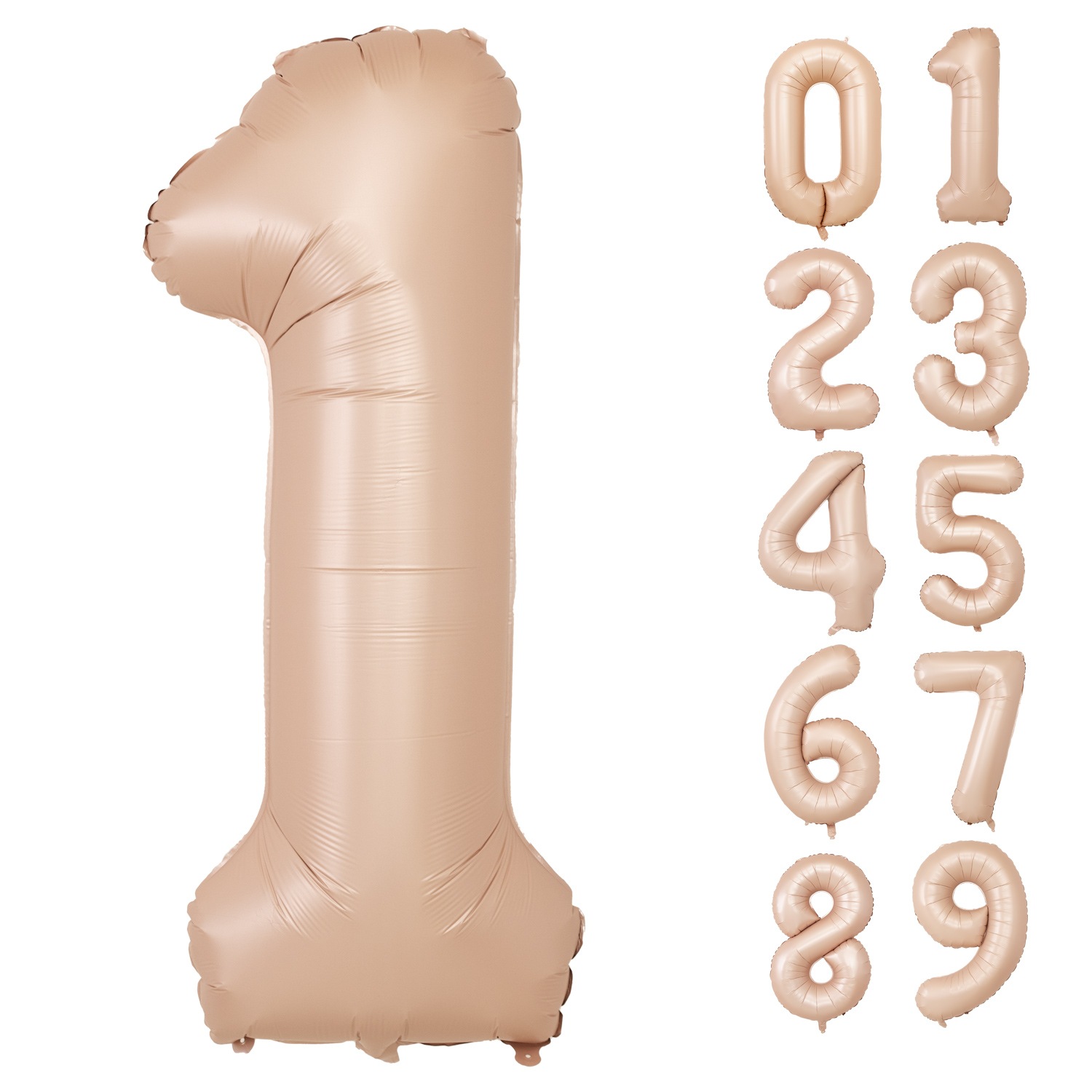 数字バルーン マットカラー アイボリー ピンク 大きい 誕生日バルーン 飾り付け 風船 約100cm バースデーバルーン