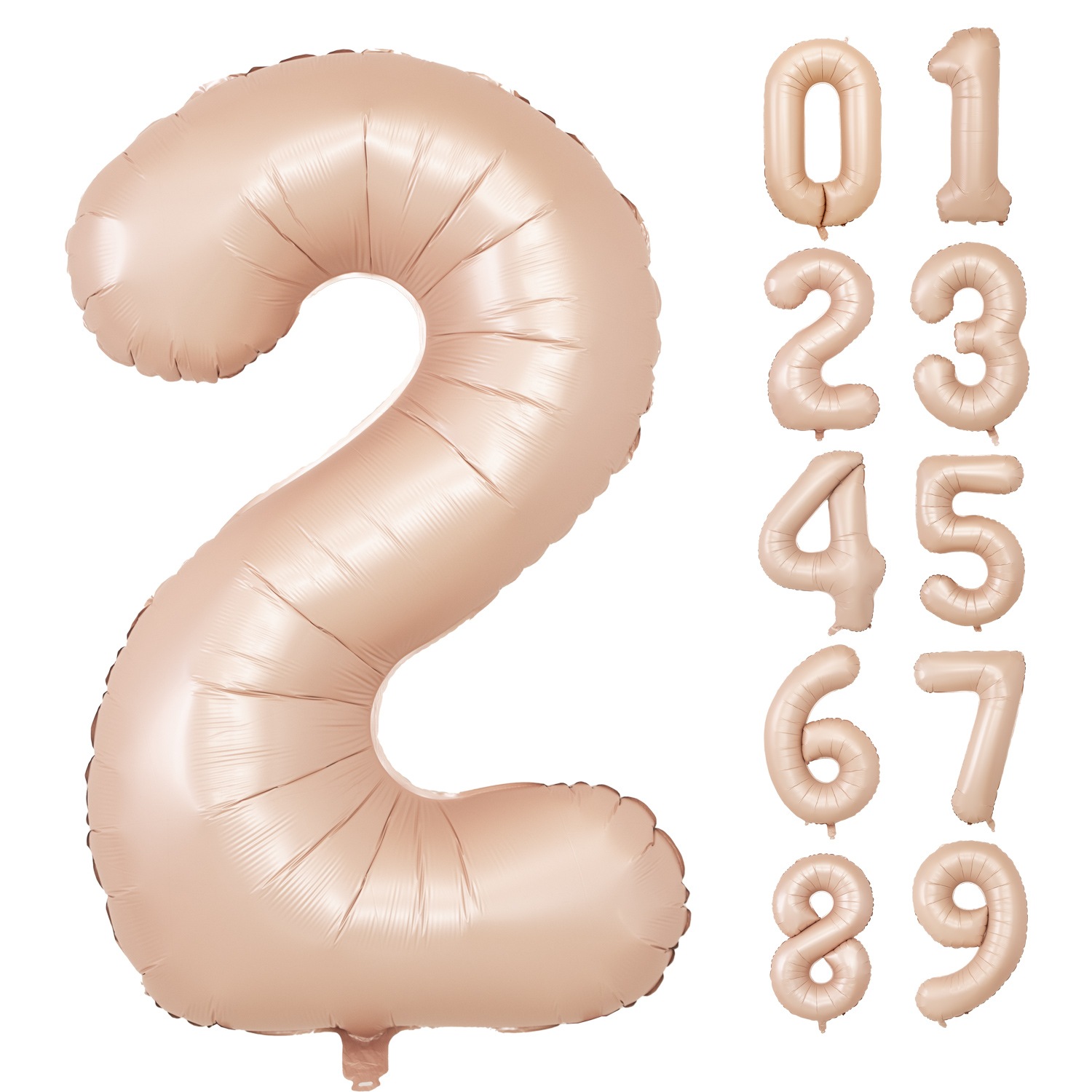 数字バルーン マットカラー アイボリー ピンク 大きい 誕生日バルーン 飾り付け 風船 約100cm バースデーバルーン